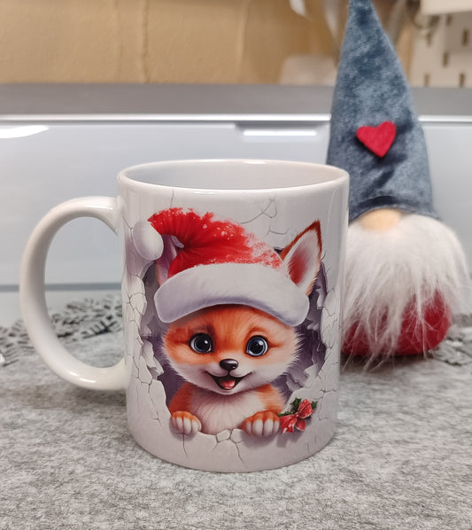 3D Fuchs Weihnachtstasse